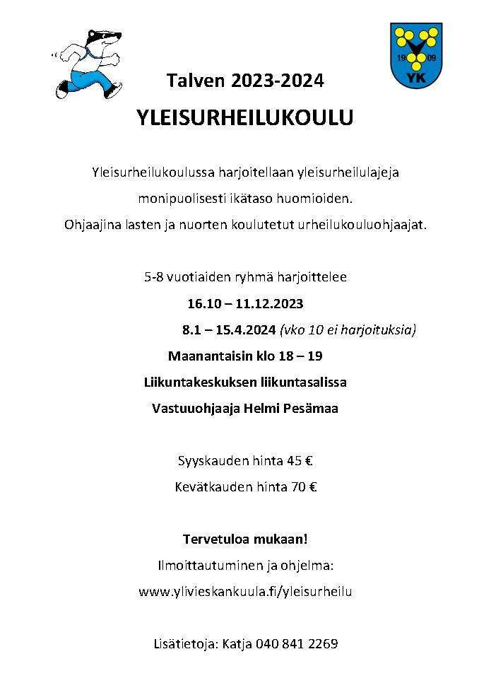 Talven yleisurheilukoulu alkaa!