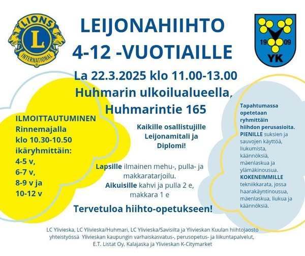 Leijonahiihto 4-12 vuotiaille 22.3 Huhmarissa