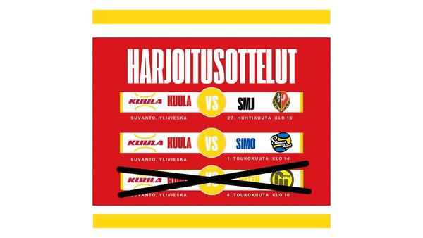 Sunnuntain miesten harjoituspeli PERUTTU Pattijokea vastaan!