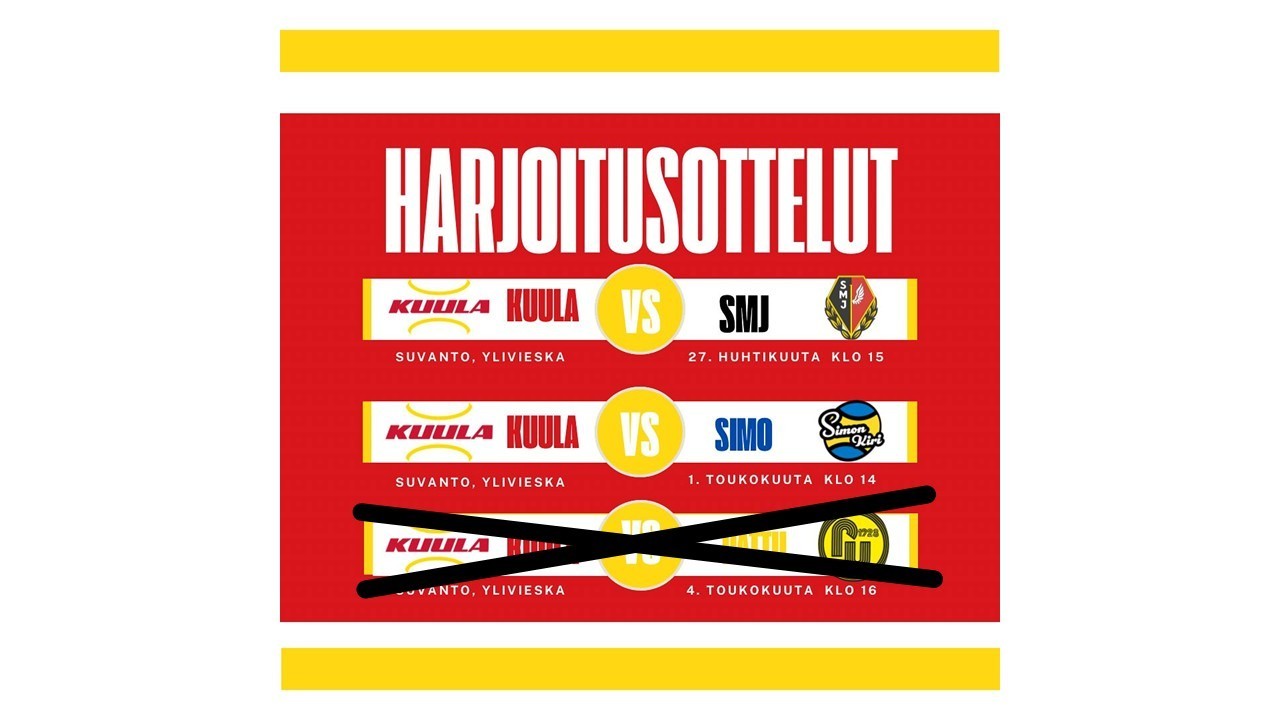 Sunnuntain miesten harjoituspeli PERUTTU Pattijokea vastaan!