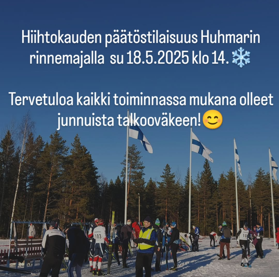 Hiihtokauden päätöstilaisuus 18.5. klo 14