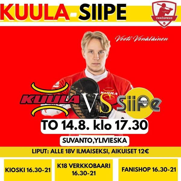 Taistelu paikasta ykköspesiksessä alkaa torstaina 14.8 Suvannolla