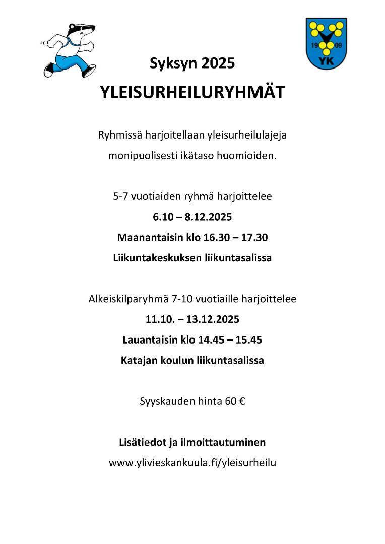 Syksyn Yleisurheiluryhmät