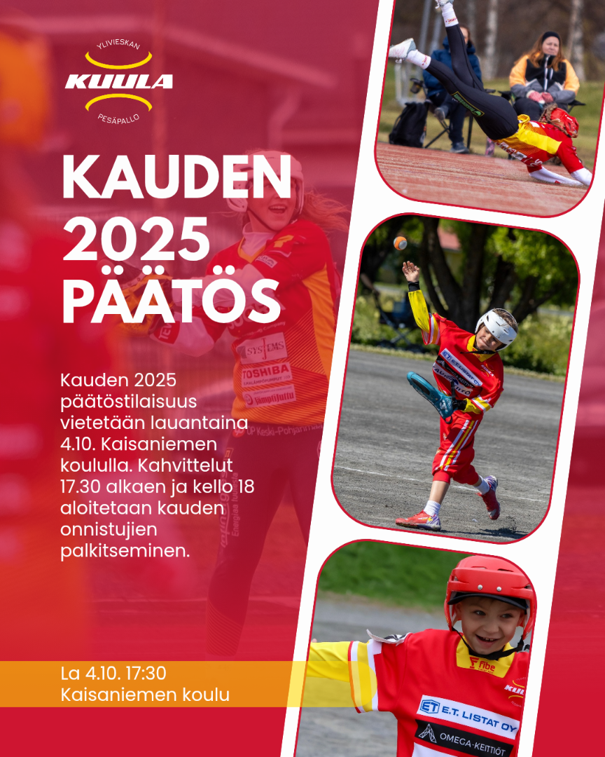 Pesiskauden päättäjäiset lauantaina 4.10.