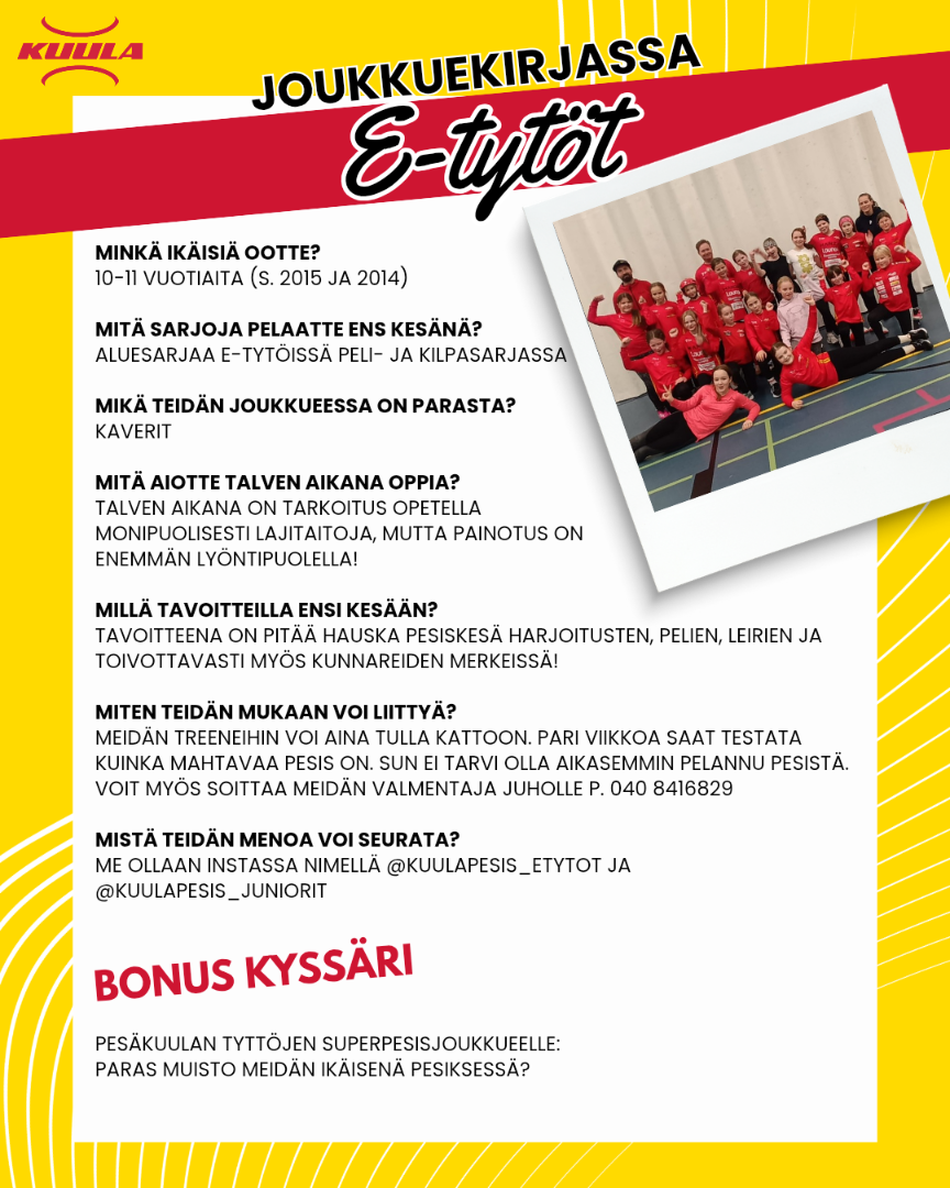 Joukkuekirjassa E-tytöt