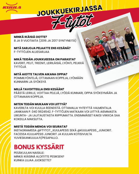 Joukkuekirjassa F-tytöt