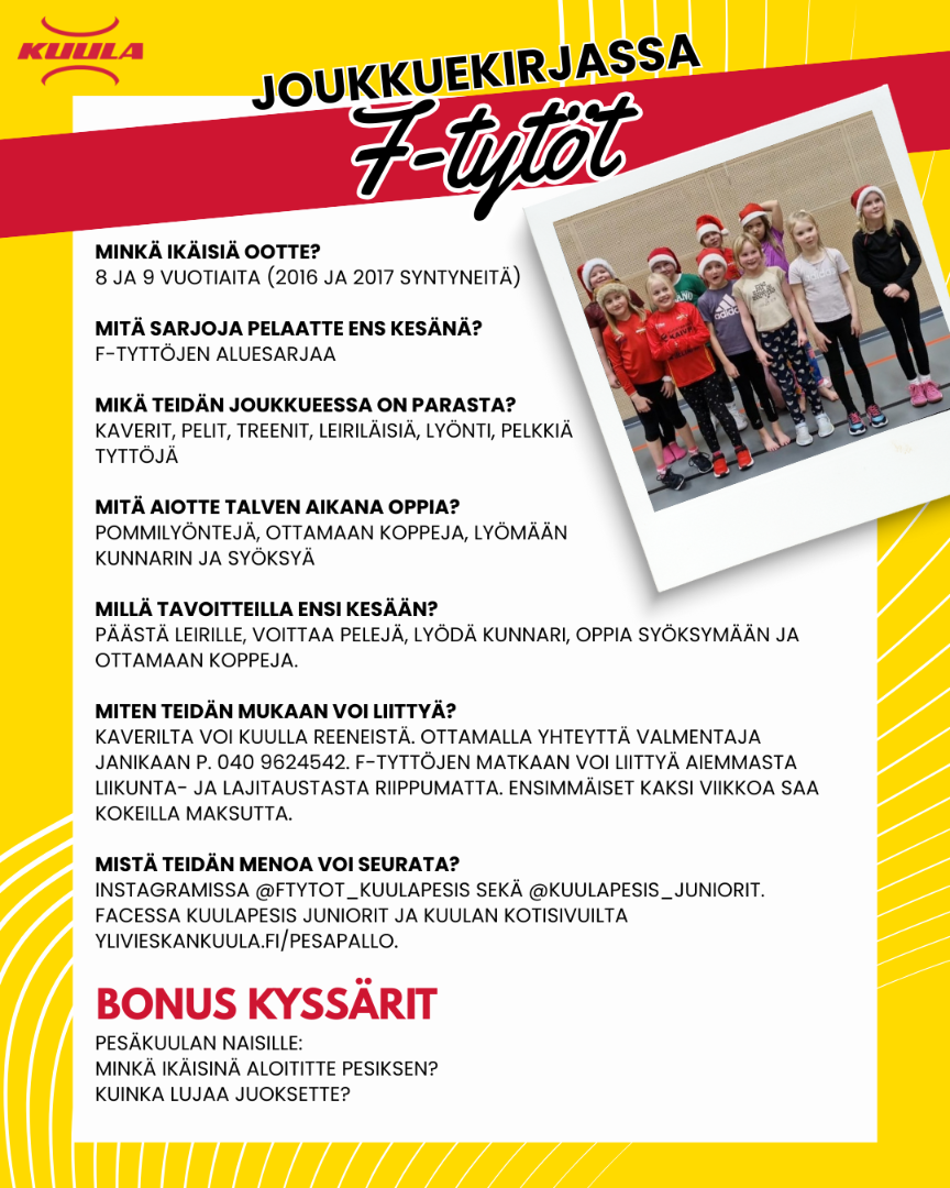 Joukkuekirjassa F-tytöt