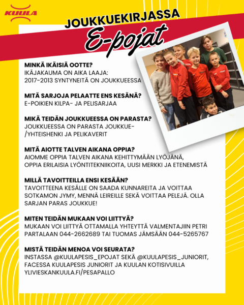 Joukkuekirjassa E-pojat