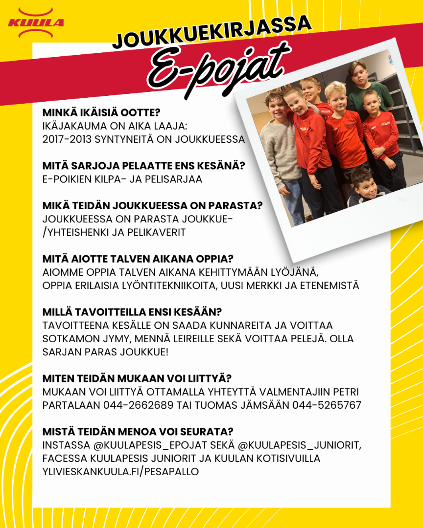 Joukkuekirjassa E-pojat