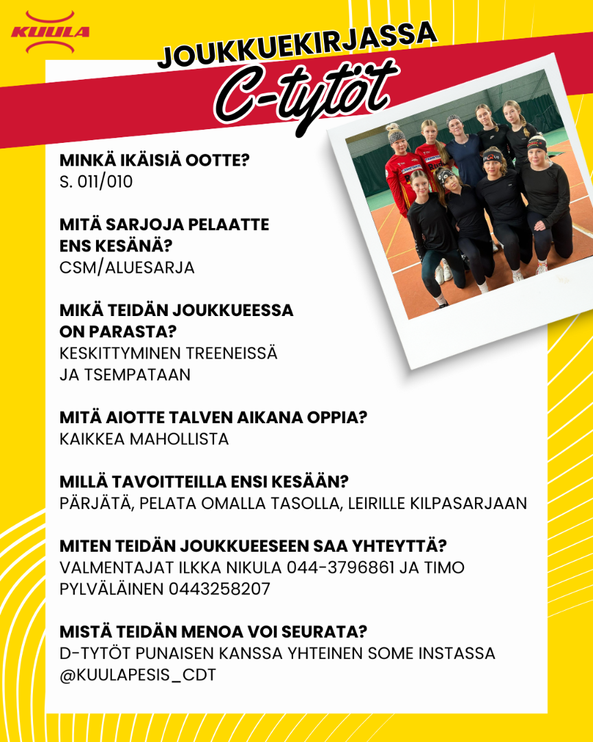 Joukkuekirjassa C-tytöt