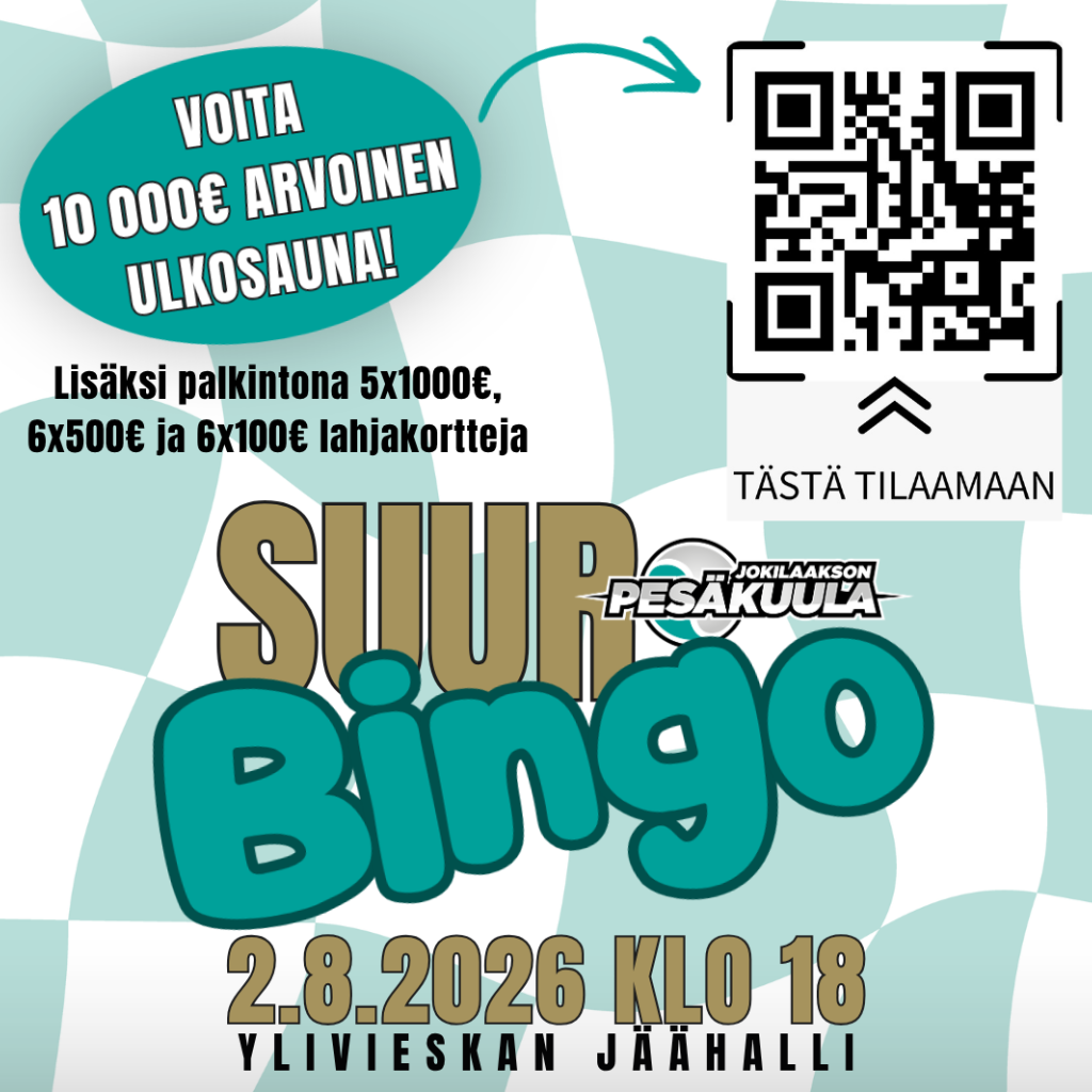 Suurbingo 2.8. Ylivieskan Jäähallissa