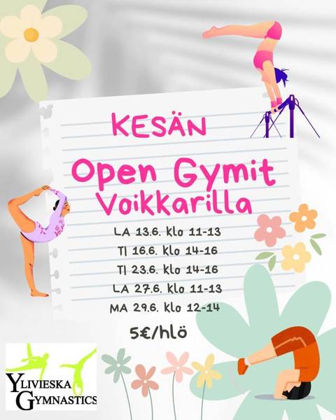 Telinevoimistelun kesäleirit ja opengymit kesäkuussa