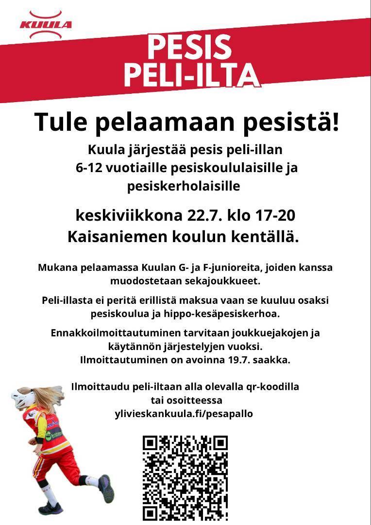Peli-ilta pesiskoululaisille, Hippo-Kesäpesiskerholaisille sekä G- ja F-junioreille