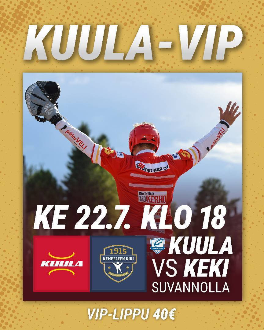 VIP-lippuja myynnissä Kuula-KeKi-otteluun