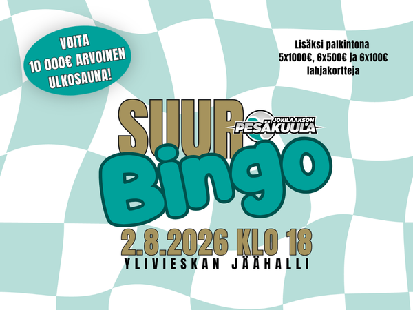 Suurbingo 2.8. Ylivieskan Jäähallissa