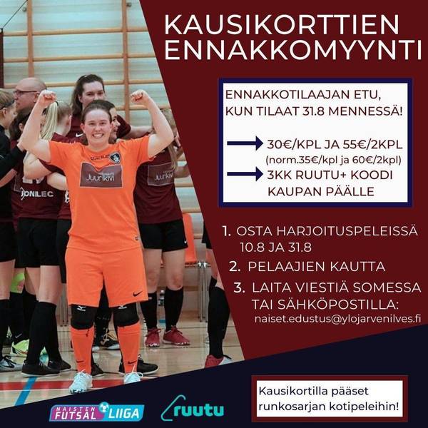 Naisten futsalliigan kausikortti ennakkomyynnissä! 