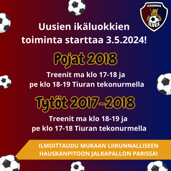 Ylöjärven Ilveksen nuorimmat ikäluokkajoukkueet starttaavat toimintansa toukokuussa!
