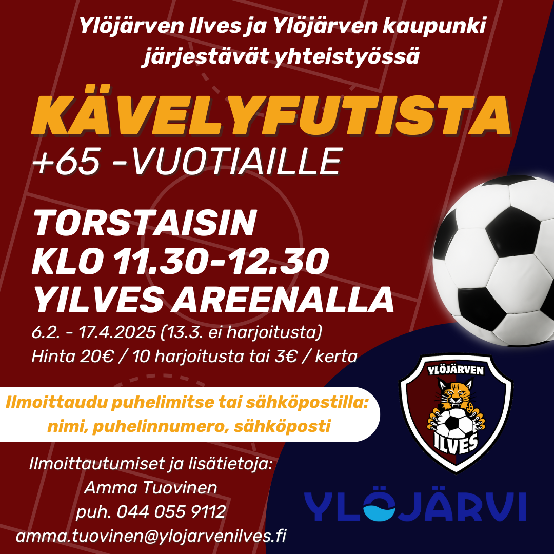 Ylöjärven Ilves järjestää yhdessä Ylöjärven Kaupungin kanssa Kävelyfutista +65 vuotiaille!