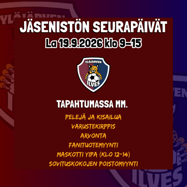 Ylöjärven Ilves kutsuu seuran jäsenistön viettämään seurapäivää hallille!