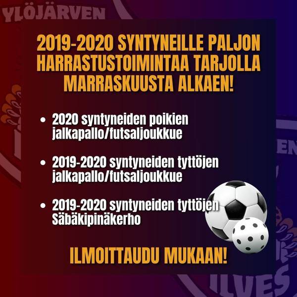Aloita harrastus jalkapallon ja futsalin tai salibandyn parissa!