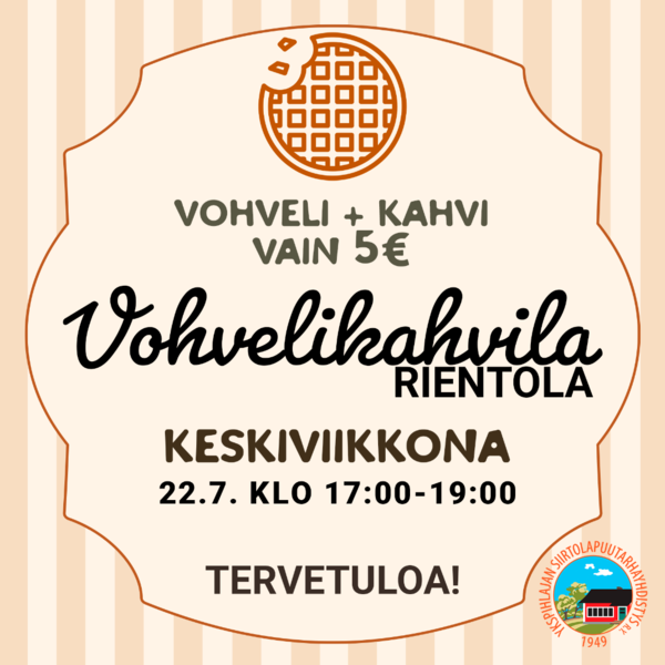 ​ Keskiviikkona nautitaan vohveleita!