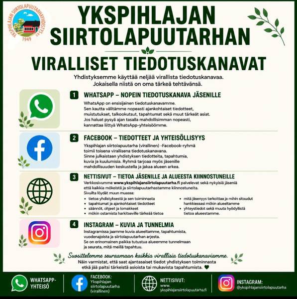 Yhdistyksen viralliset tiedotuskanavat