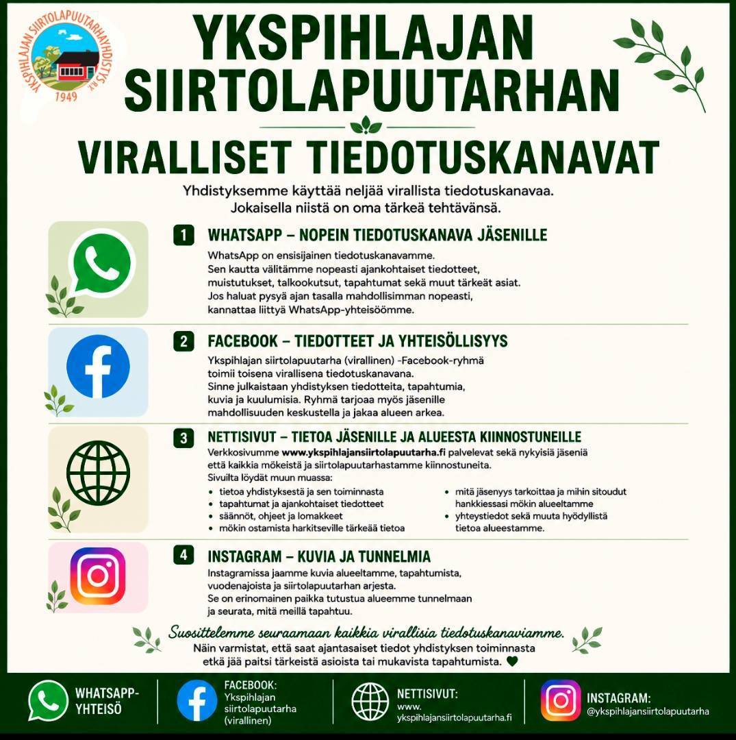 Yhdistyksen viralliset tiedotuskanavat